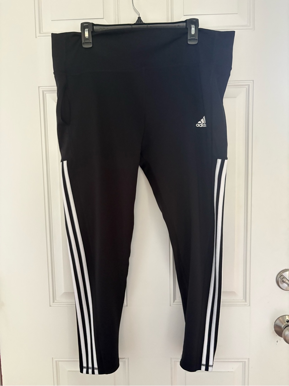 Adidas Women’s Black Leggings with White Side Stripes
